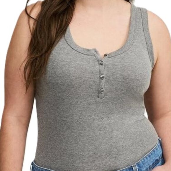 Joie, Ribbed Henley Gray Sleeveless Top - Picture 4 of 13